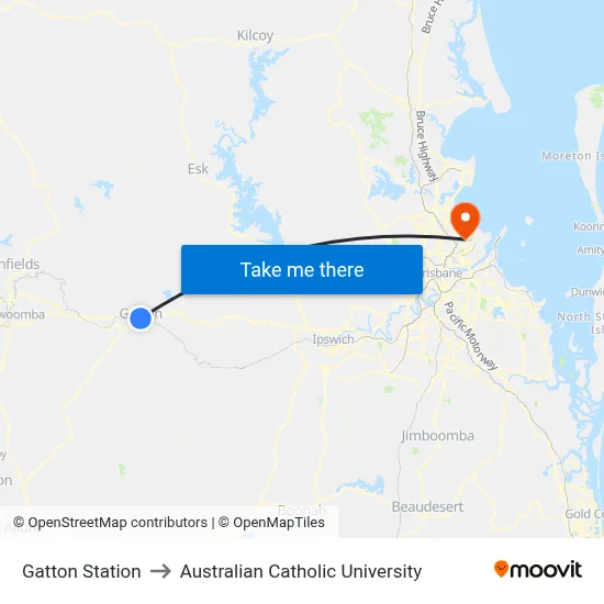 Gatton Station to Australian Catholic University map