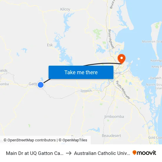 Main Dr at UQ Gatton Campus to Australian Catholic University map