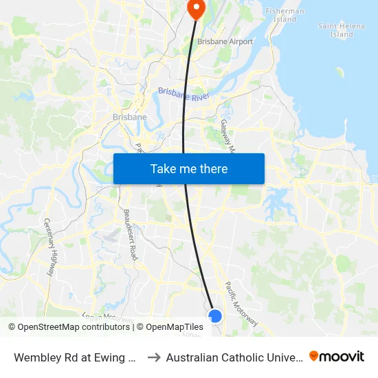 Wembley Rd at Ewing Road to Australian Catholic University map