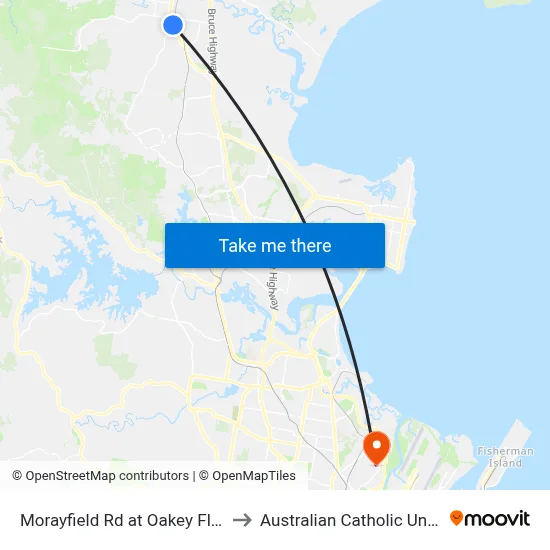 Morayfield Rd at Oakey Flat Road to Australian Catholic University map