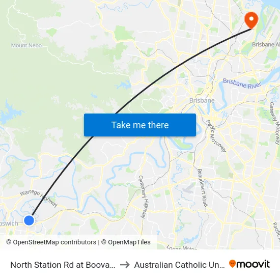 North Station Rd at Booval Station to Australian Catholic University map