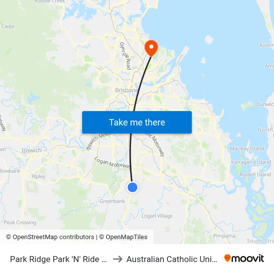 Park Ridge Park 'N' Ride Stop B to Australian Catholic University map