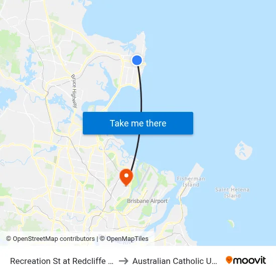 Recreation St at Redcliffe Hospital to Australian Catholic University map