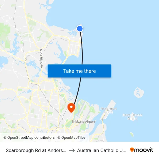 Scarborough Rd at Anderson Street to Australian Catholic University map
