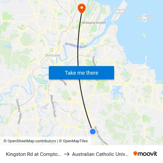 Kingston Rd at Compton Rd to Australian Catholic University map