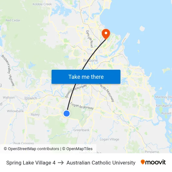Spring Lake Village 4 to Australian Catholic University map