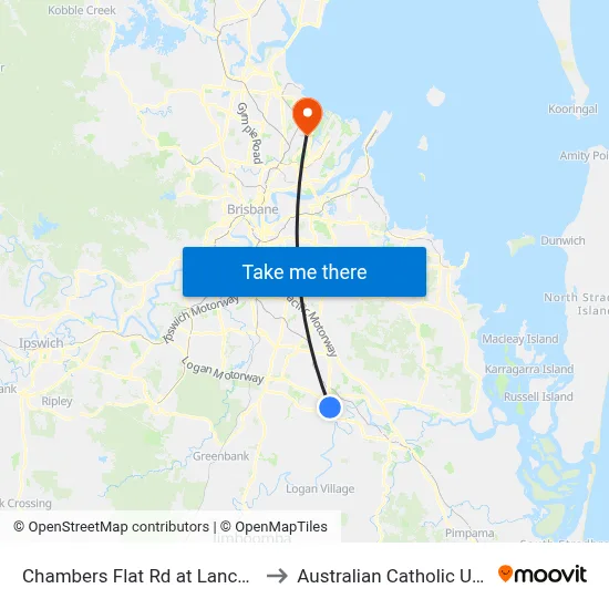 Chambers Flat Rd at Lancaster Park to Australian Catholic University map