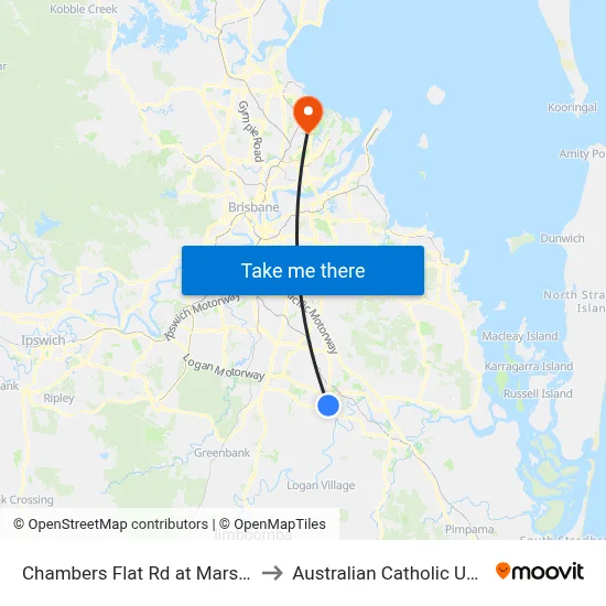 Chambers Flat Rd at Marsden Park to Australian Catholic University map