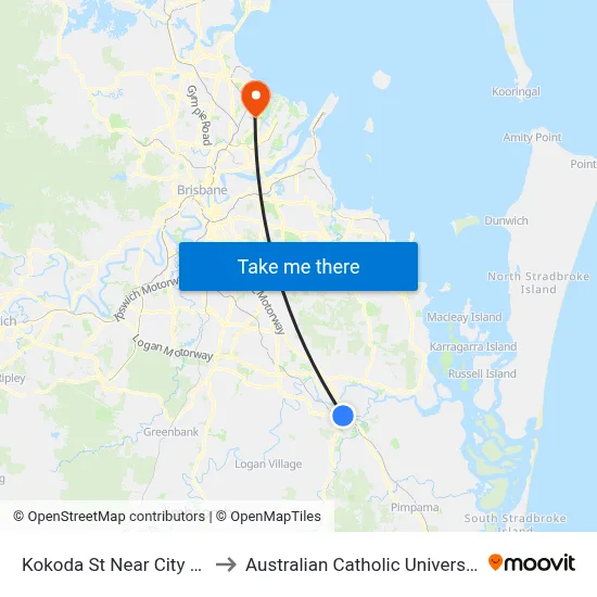 Kokoda St Near City Rd to Australian Catholic University map