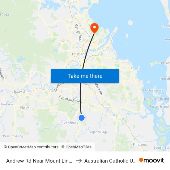 Andrew Rd Near Mount Lindesay Hwy to Australian Catholic University map