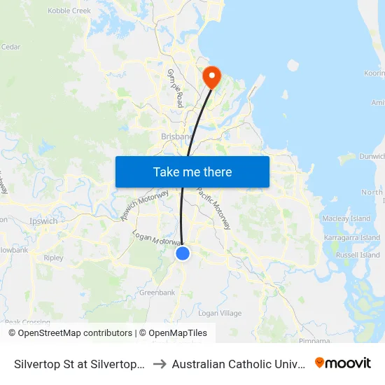 Silvertop St at Silvertop Park to Australian Catholic University map