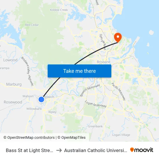 Bass St at Light Street to Australian Catholic University map