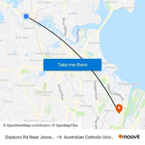 Dayboro Rd Near Joora Ave to Australian Catholic University map
