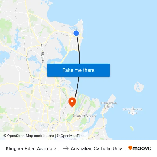 Klingner Rd at Ashmole Road to Australian Catholic University map