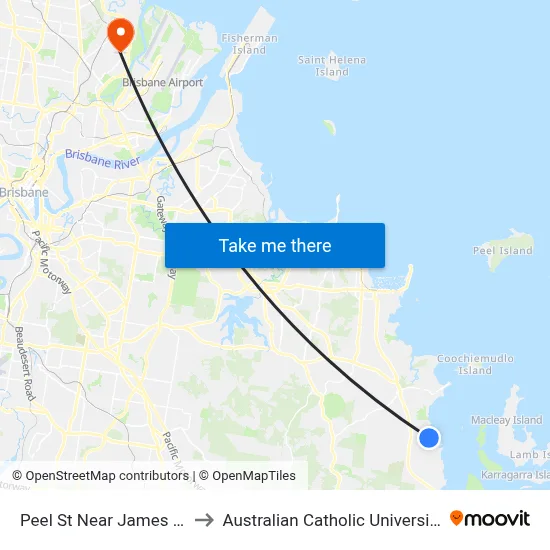 Peel St Near James St to Australian Catholic University map