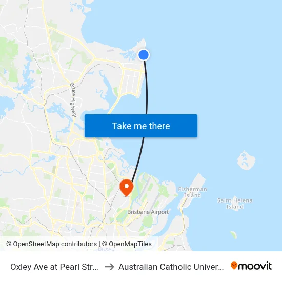 Oxley Ave at Pearl Street to Australian Catholic University map