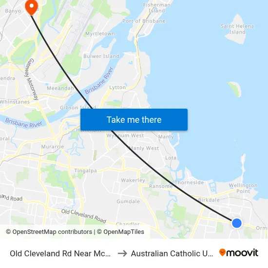 Old Cleveland Rd Near Mcdonald Rd to Australian Catholic University map