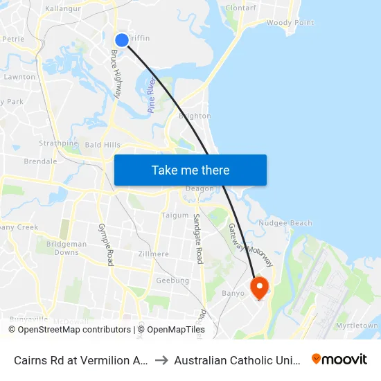 Cairns Rd at Vermilion Avenue to Australian Catholic University map