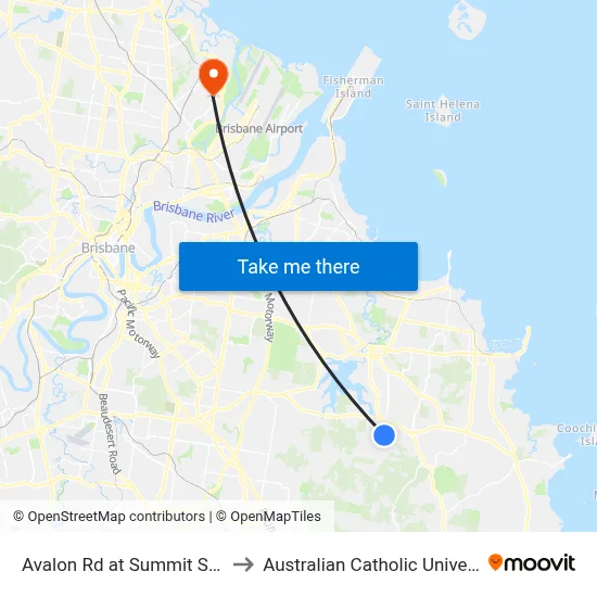 Avalon Rd at Summit Street to Australian Catholic University map