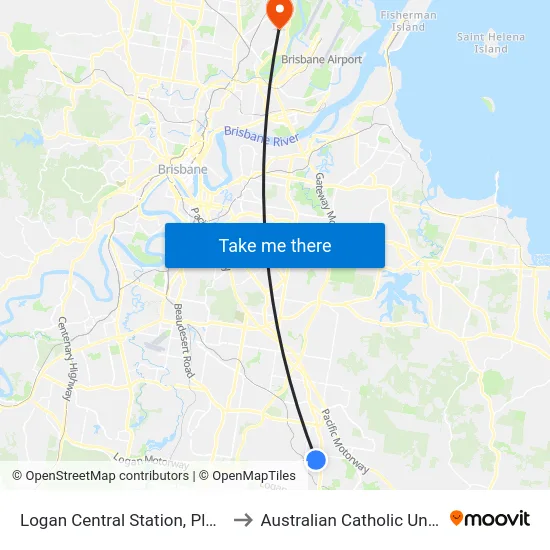 Logan Central Station, Platform 2 to Australian Catholic University map