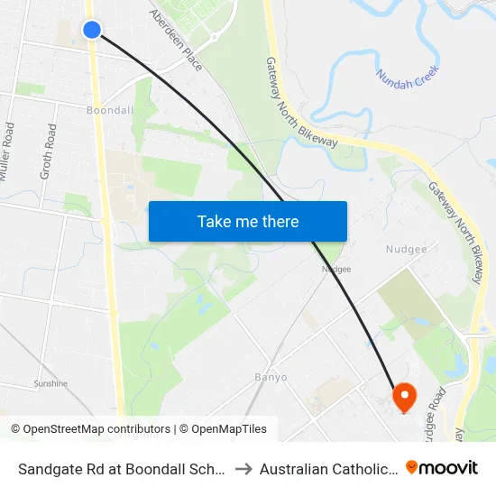 Sandgate Rd at Boondall School, Stop 20/21 to Australian Catholic University map