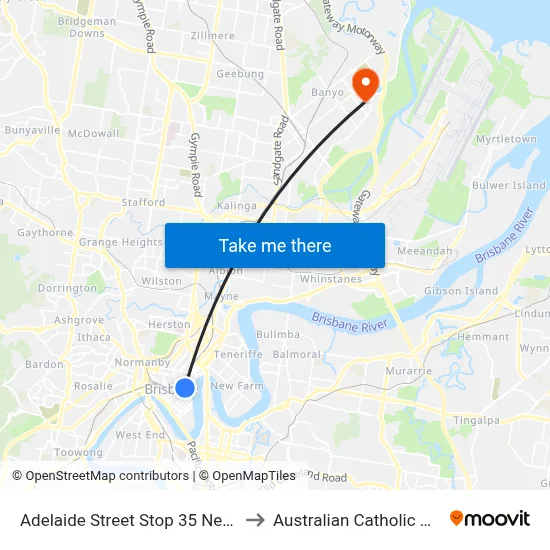 Adelaide Street Stop 35 Near Creek St to Australian Catholic University map
