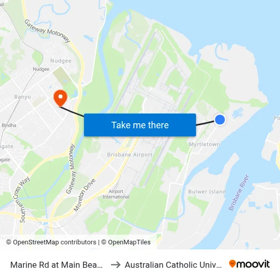Marine Rd at Main Beach Rd to Australian Catholic University map