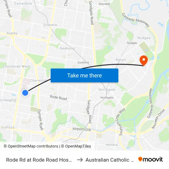 Rode Rd at Rode Road Hospital, Stop 36 to Australian Catholic University map