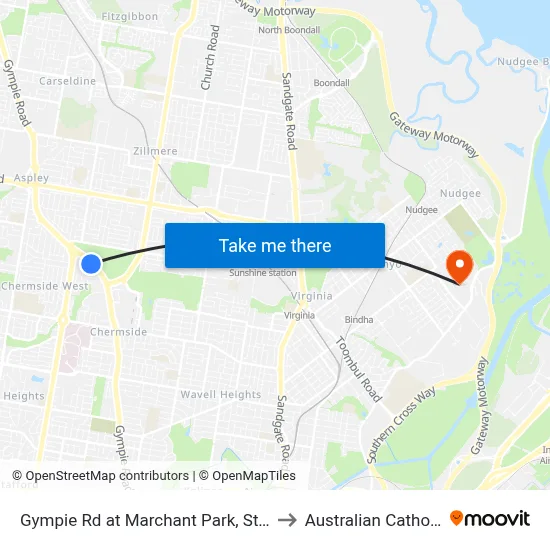 Gympie Rd at Marchant Park, Stop 40 (Temp Closure) to Australian Catholic University map