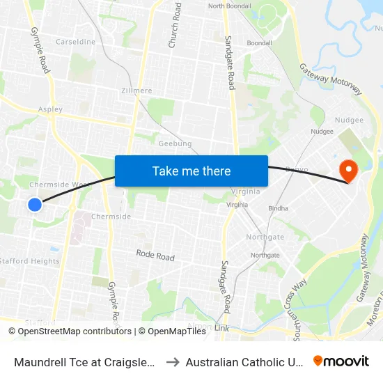 Maundrell Tce at Craigslea, Stop 44 to Australian Catholic University map