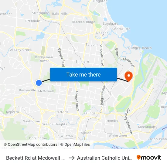 Beckett Rd at Mcdowall Village to Australian Catholic University map