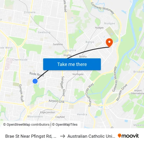 Brae St Near Pfingst Rd, Stop 43 to Australian Catholic University map