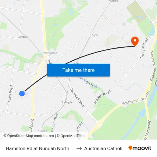 Hamilton Rd at Nundah North Near Bayview Tce to Australian Catholic University map
