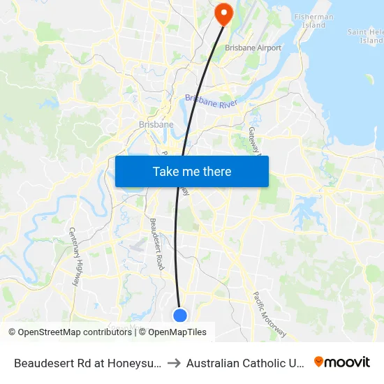 Beaudesert Rd at Honeysuckle Way to Australian Catholic University map
