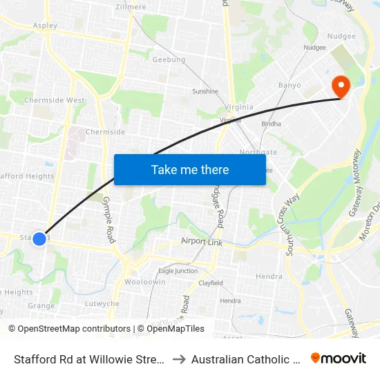 Stafford Rd at Willowie Street, Stop 30a to Australian Catholic University map