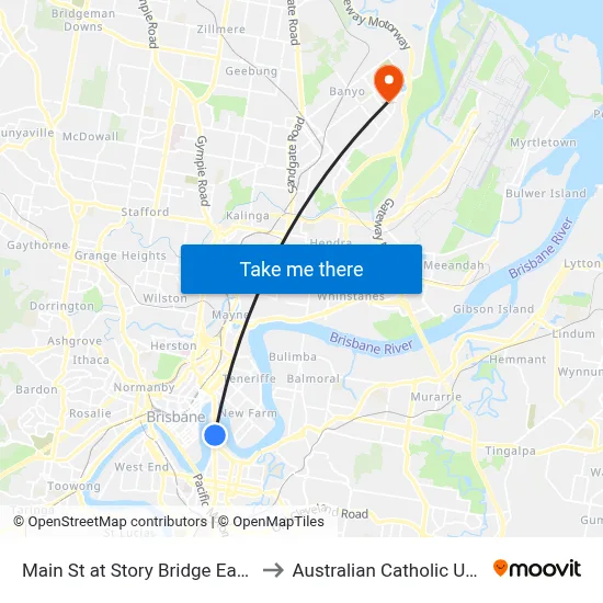 Main St at Story Bridge East, Stop 6 to Australian Catholic University map
