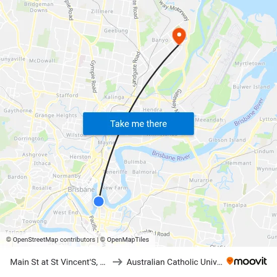Main St at St Vincent'S, Stop 7 to Australian Catholic University map