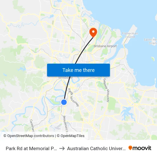 Park Rd at Memorial Park to Australian Catholic University map
