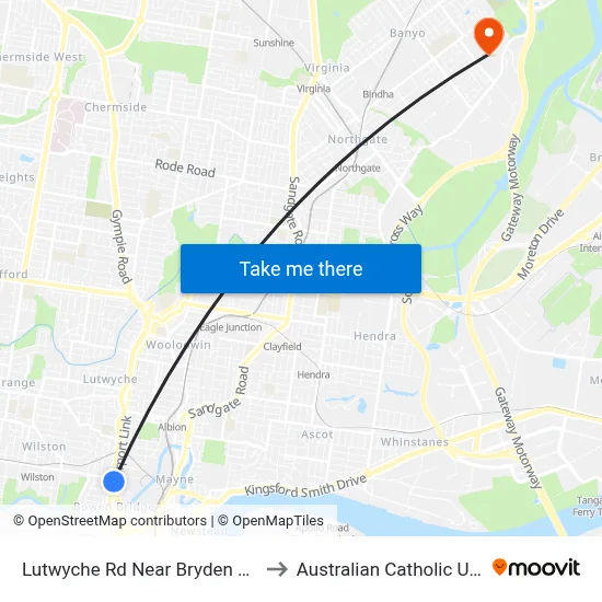 Lutwyche Rd Near Bryden St, Stop 11 to Australian Catholic University map