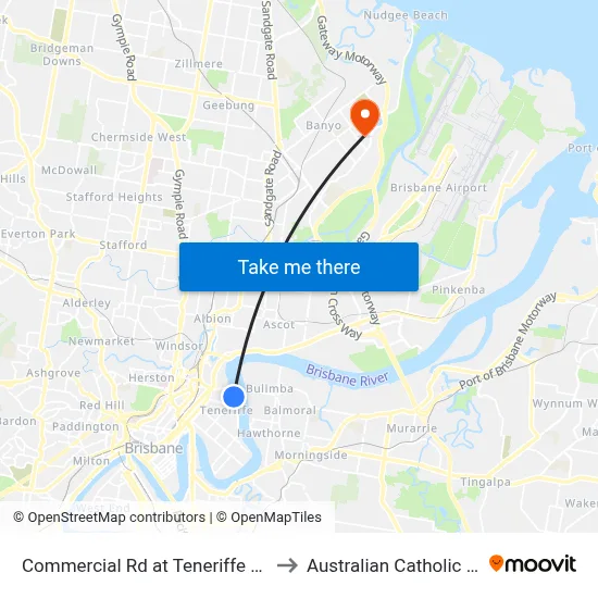 Commercial Rd at Teneriffe Ferry, Stop 16 to Australian Catholic University map