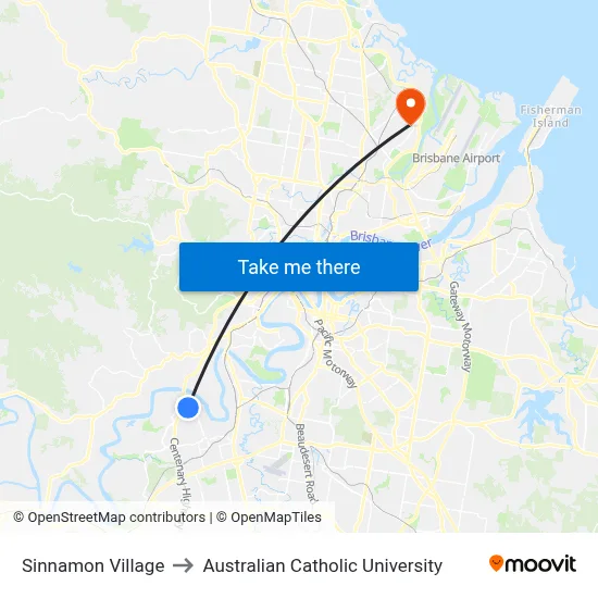 Sinnamon Village to Australian Catholic University map