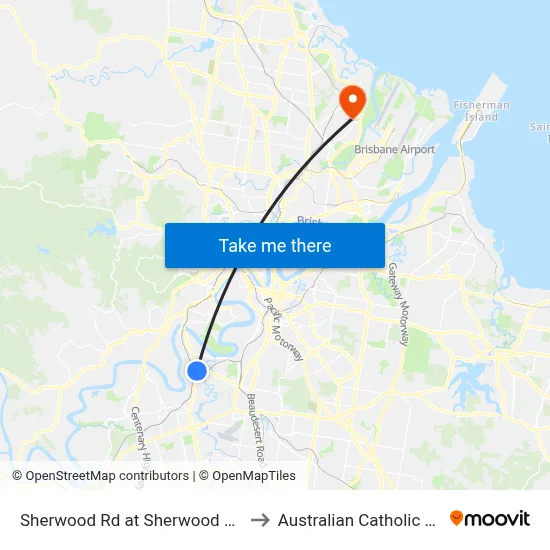 Sherwood Rd at Sherwood State School to Australian Catholic University map