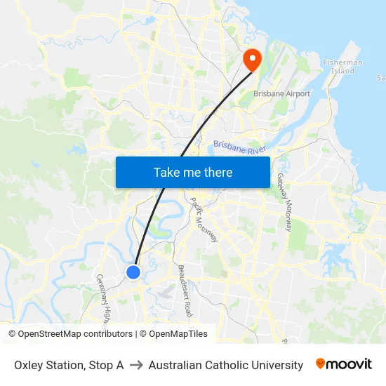 Oxley Station, Stop A to Australian Catholic University map