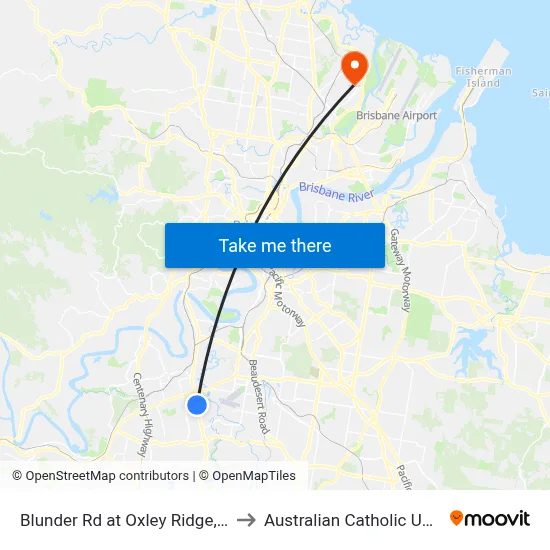 Blunder Rd at Oxley Ridge, Stop 67 to Australian Catholic University map