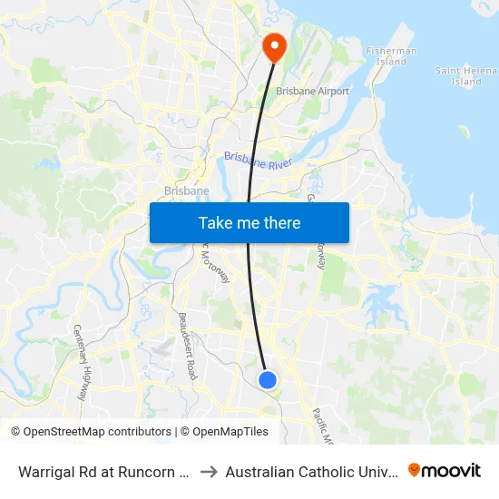 Warrigal Rd at Runcorn North to Australian Catholic University map