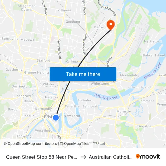 Queen Street Stop 58 Near Pedestrian Crossing to Australian Catholic University map