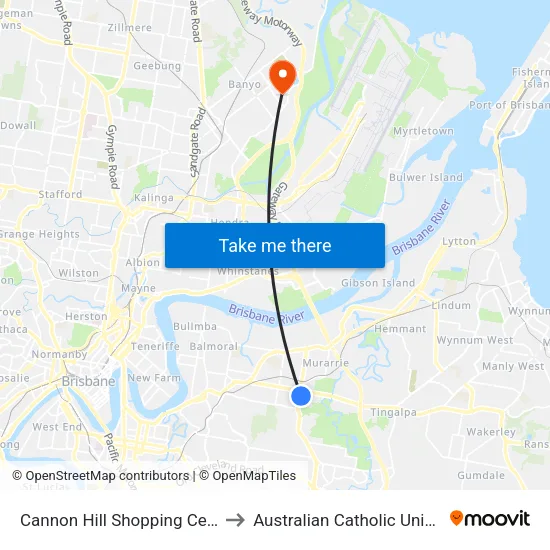 Cannon Hill Shopping Centre C to Australian Catholic University map