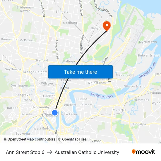 Ann Street Stop 6 to Australian Catholic University map