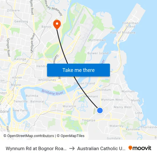 Wynnum Rd at Bognor Road, Stop 45 to Australian Catholic University map