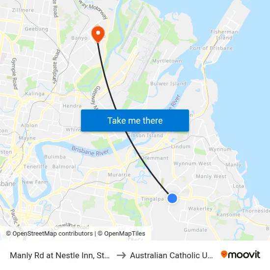 Manly Rd at Nestle Inn, Stop 52/46 to Australian Catholic University map